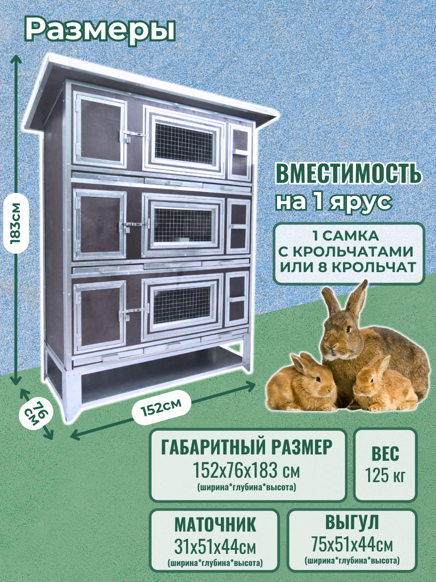 Утепленный отапливаемый крольчатник "Бестселлер" М-13. Фото 1